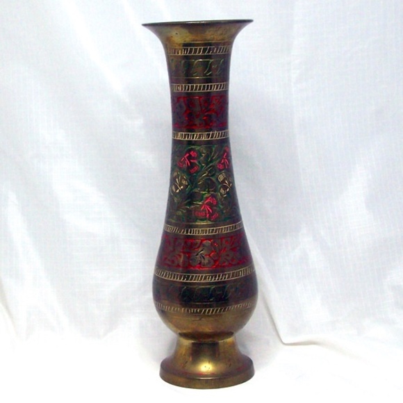 VTG Brass Bud Vase, East Indian - Picture 1 of 12